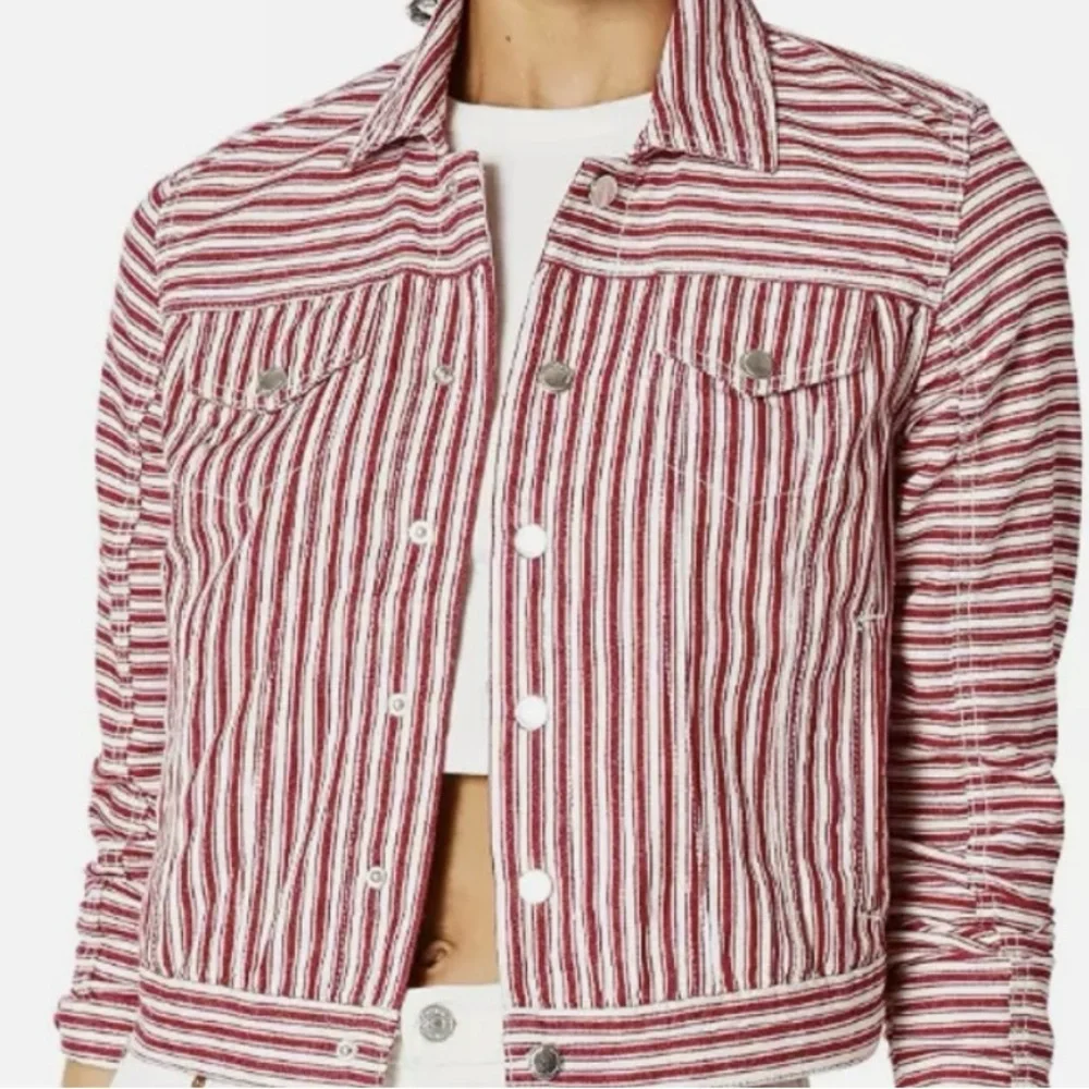 Blank NYC denim jacket in red stirpe - Picture 2 of 10